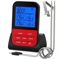 Wireless Remote Meat Thermometer Instant Read Digital Kitchen Cooking Thermometer with Large LCD Dual Probe Food Thermometer